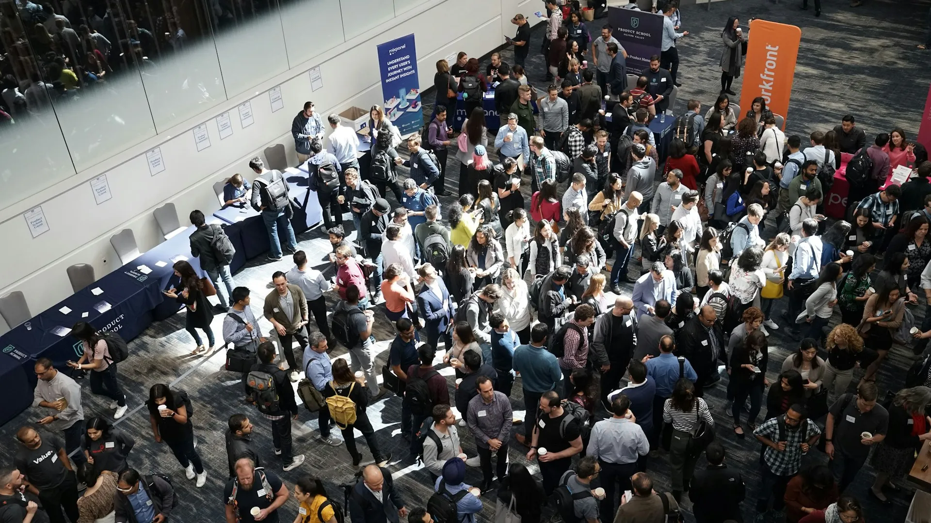 Crowd of visitors at a business expo