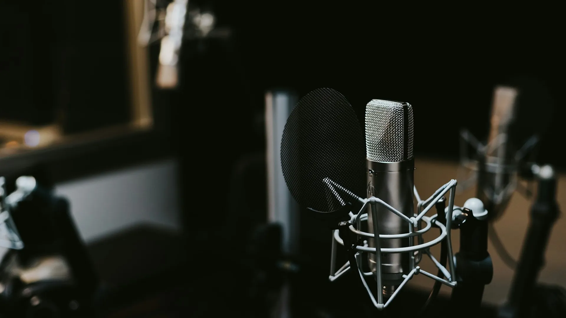 Studio microphone set up for an interview